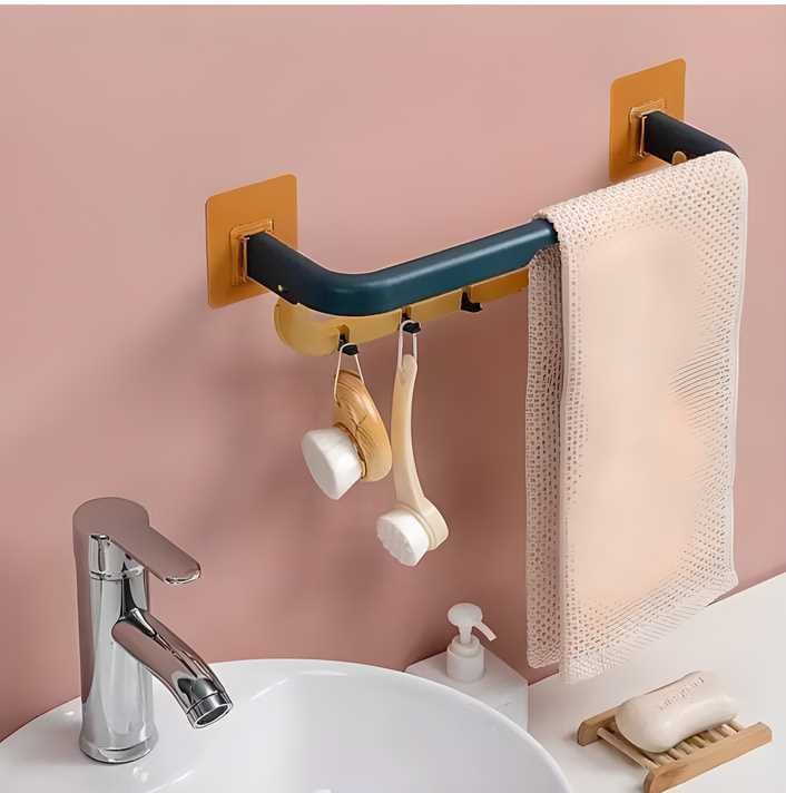 Double Layer Towel Rack with Hooks