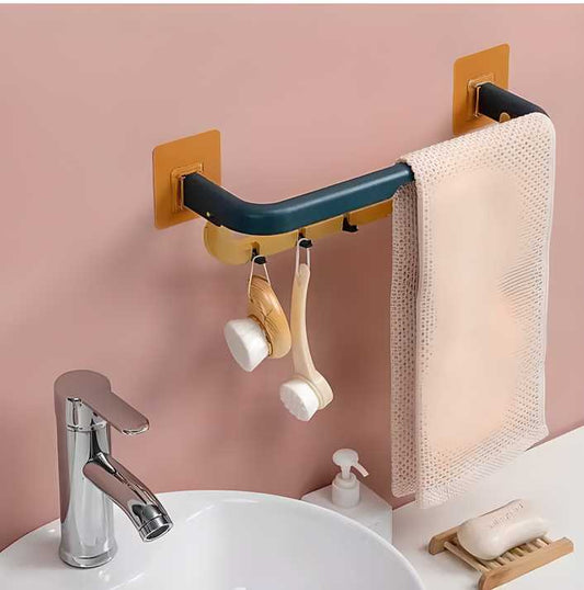 Double Layer Towel Rack with Hooks