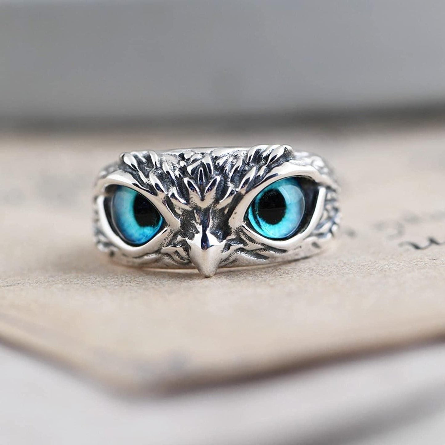 Elegant Owl Design Ring (Unisex | Adjustable | Silver Plated)