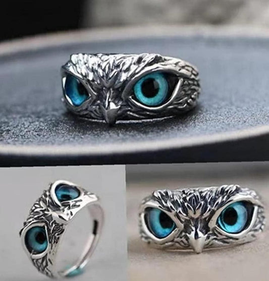 Elegant Owl Design Ring (Unisex | Adjustable | Silver Plated)