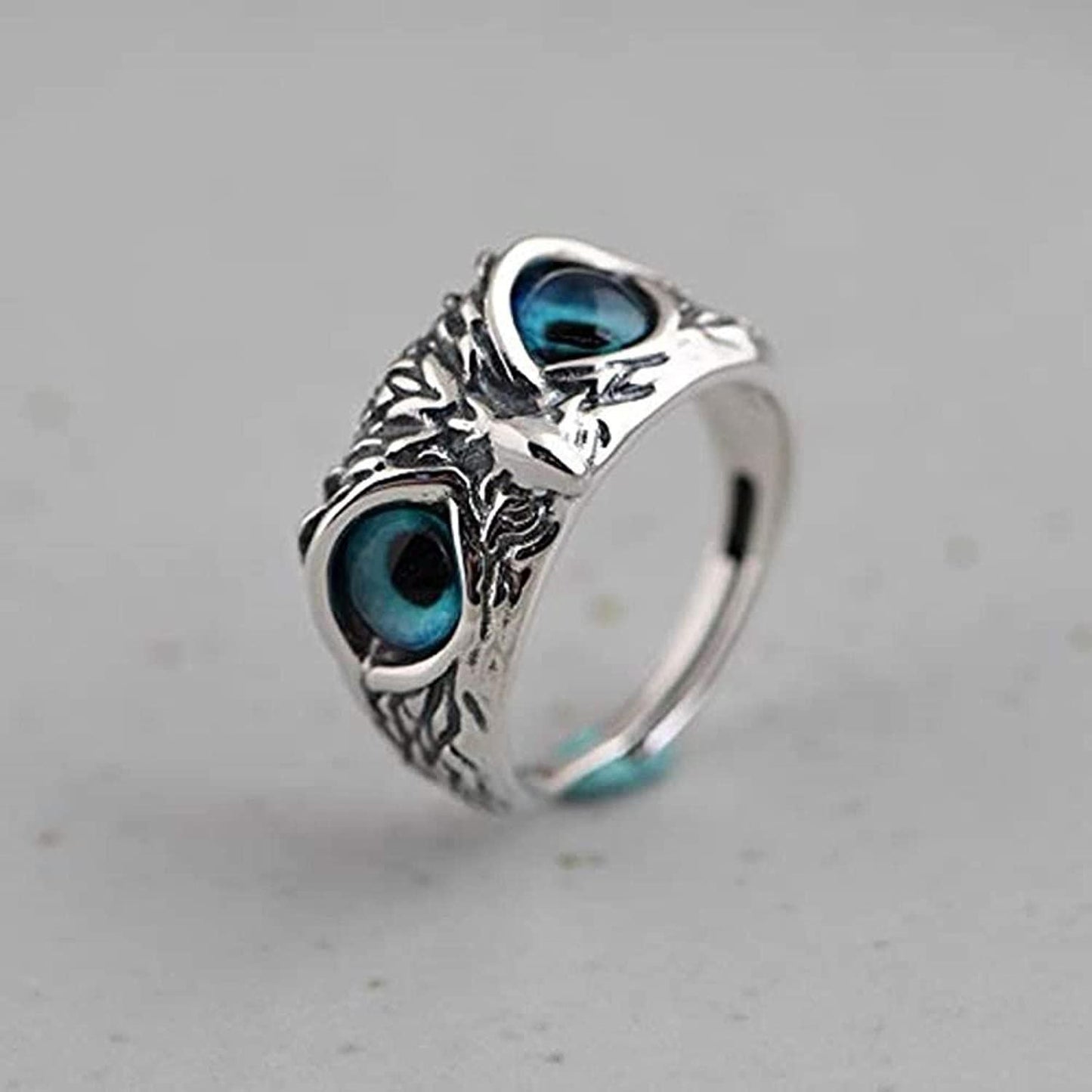 Elegant Owl Design Ring (Unisex | Adjustable | Silver Plated)