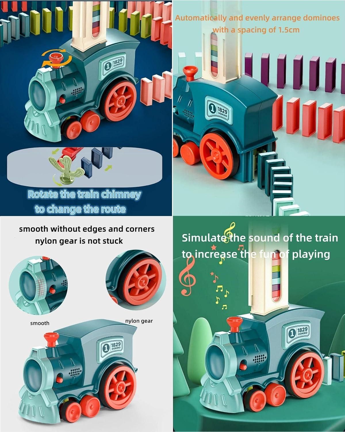 Domino Train Toy Set – With 60 Pieces, Light & Sound