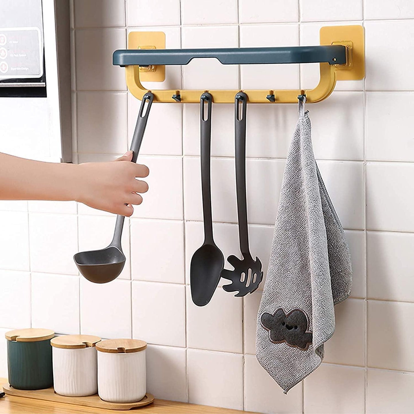 Double Layer Towel Rack with Hooks