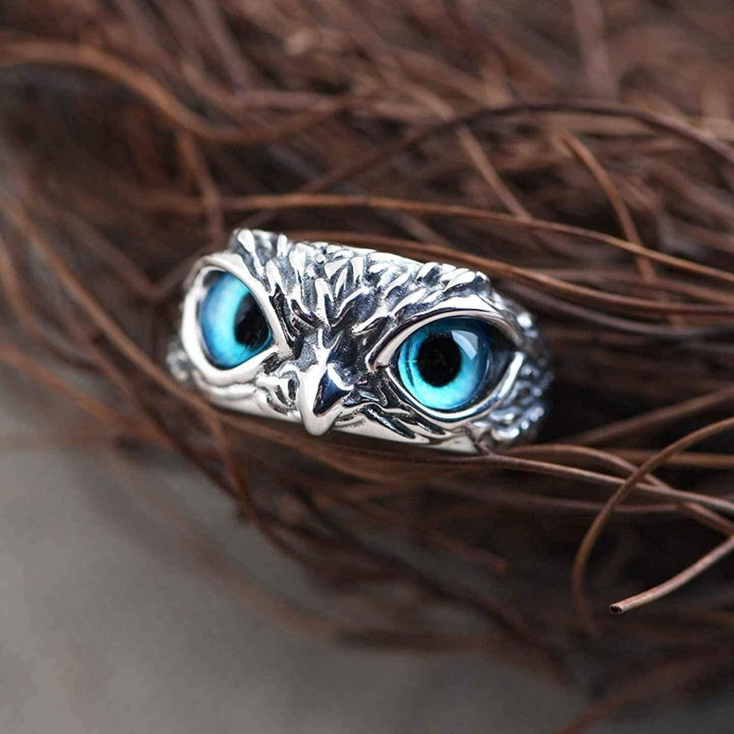 Elegant Owl Design Ring (Unisex | Adjustable | Silver Plated)