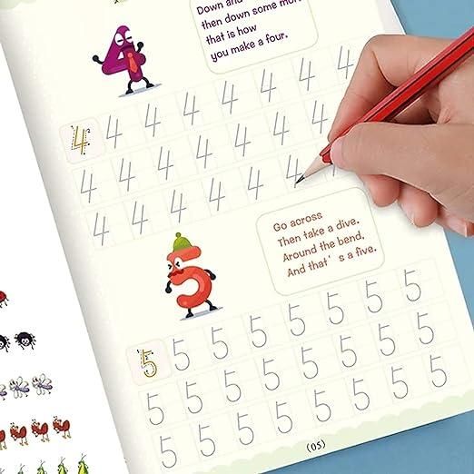 Magic Practice Copybook Set For Kids | 4 BOOKS + 1 PEN + 1 GRIP + 10 REFILL