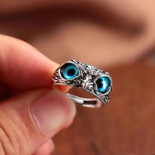 Elegant Owl Design Ring (Unisex | Adjustable | Silver Plated)