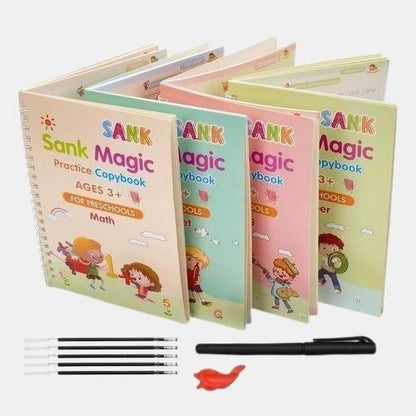 Magic Practice Copybook Set For Kids | 4 BOOKS + 1 PEN + 1 GRIP + 10 REFILL