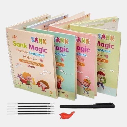 Magic Practice Copybook Set For Kids | 4 BOOKS + 1 PEN + 1 GRIP + 10 REFILL