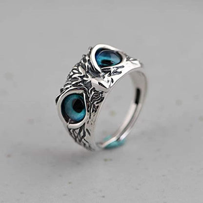 Elegant Owl Design Ring (Unisex | Adjustable | Silver Plated)