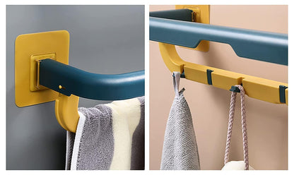 Double Layer Towel Rack with Hooks